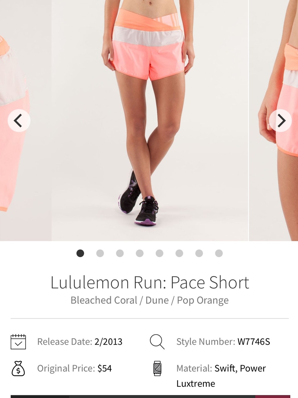 Lululemon athletica Run Pace Short - Bleached Coral / Dune / Pop Orange
Size 8